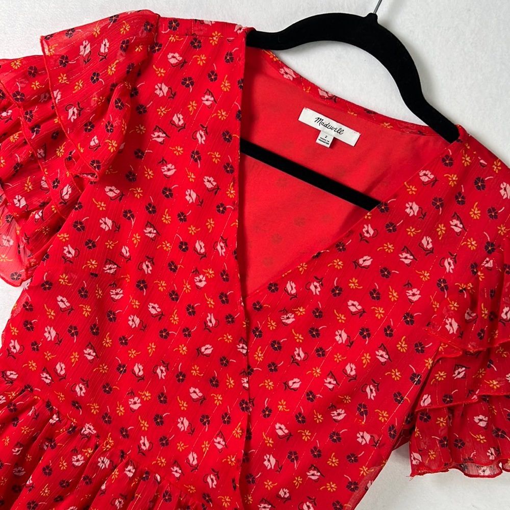 Madewell Tiered Sleeve Peplum Prairie Posies Top